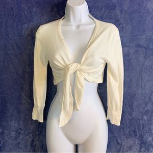 Ambiance Apparel/Forever 21 White, Cream, Half-tie front Sweater top size Large